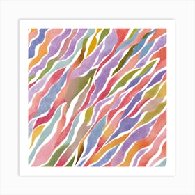 Abstract watercolor painting with colorful stripes Art Print