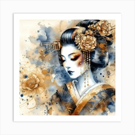 Japan Traditional Geisha Illustration By Ad 165 Art Print