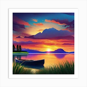 Sunset On The Lake 14 Art Print