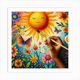 Sun And Butterflies Art Print