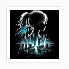 Girl and Megapolis 3 Art Print