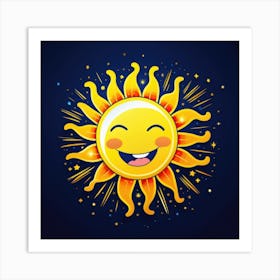 Lovely smiling sun on a blue gradient background 65 Art Print