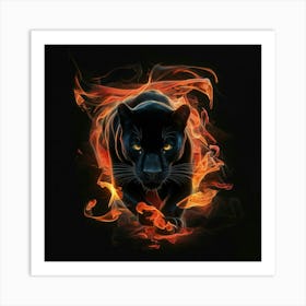 Panther In Flames 1 Art Print