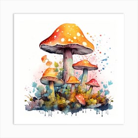 Watercolor Mushroom Painting 1 Art Print