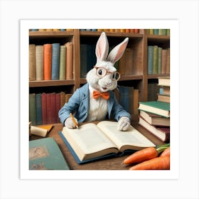 Rabbit Reading Book 3 Art Print