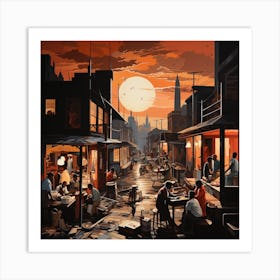 City At Sunset Art Print