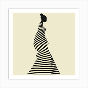 Woman In A Striped Dress Art Print