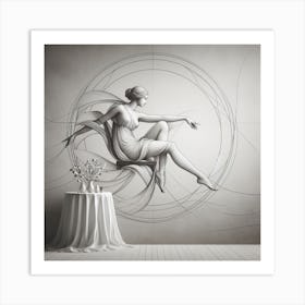 Illustration of a woman in marble art Art Print