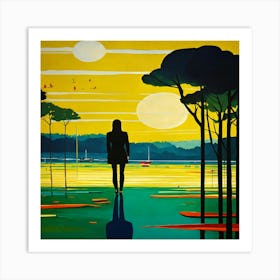 Sunset Over Lake 1 Art Print