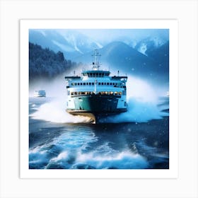 Ferry On The Water Art Print