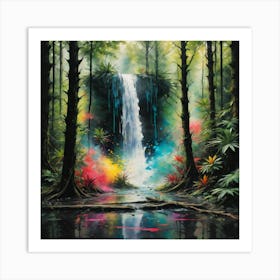 Waterfall In The Forest Art Print