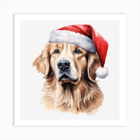 Golden Retriever Santa Hat 8 Art Print