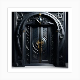 Black And Gold Door Art Print