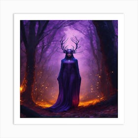 A Mysterious Witch Cloaked In Purple Chaos Energy Art Print