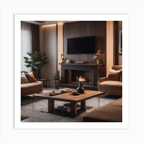 Modern Living Room design (brown color) Art Print