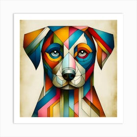 Colorful geometric dog portrait. Bold, modern, and eye-catching digital art. Art Print