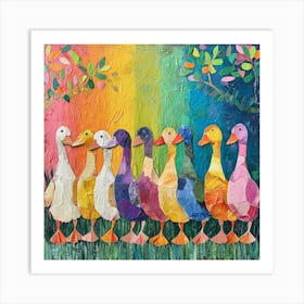 Kitsch Rainbow Duck Collage 2 Art Print