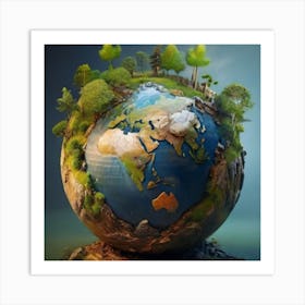 Earth Globe Art Print