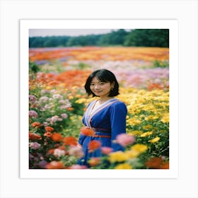 Girl In A Flower Field Art Print