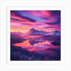 Sunset In The Mountains Art Print