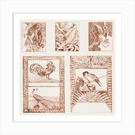 Test Sheet For Postcards With Birds (1878–1917) By Theo Van Hoytema Art Print