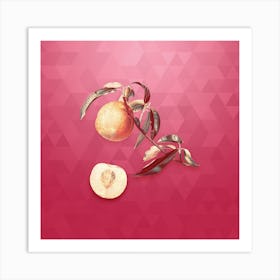 Vintage Peach Botanical in Gold on Viva Magenta n.0793 Art Print