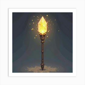 Mystical Staff Topped With A Glowing Crystal, Sparking Energy Art Print