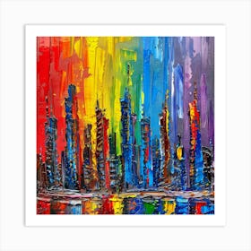 Rainbow City Skyline Art Print