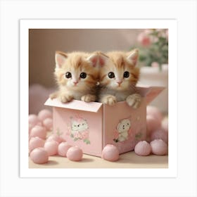 Kittens In A Box Art Print