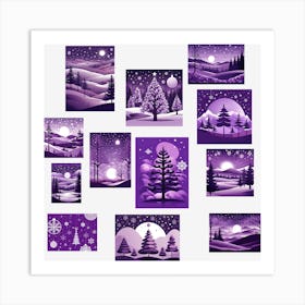 Winter Landscapes Collection, Christmas Tree art, Christmas Tree, Christmas vector art, Vector Art, Christmas art, Christmas, collage, collage art Art Print