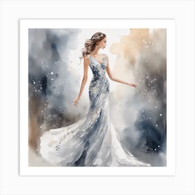 Watercolor Of A Woman In A Dress 5 Art Print