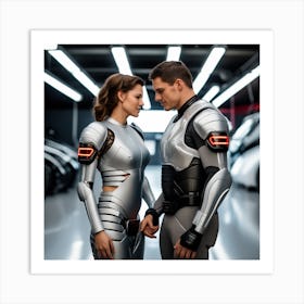 Futuristic Couple In Futuristic Suit 1 Art Print