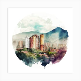 Watercolor Of Colombia City.A fine artistic print that decorates the place. Art Print