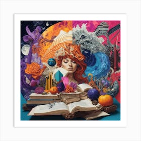 Leonardo Diffusion A Colorful Illustration Collage On Akashic 3 Art Print