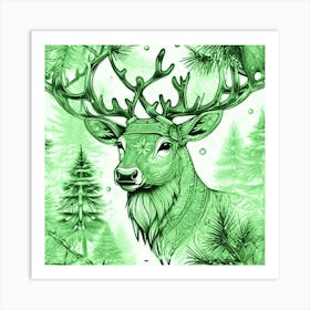 Green Rudolph Art Print