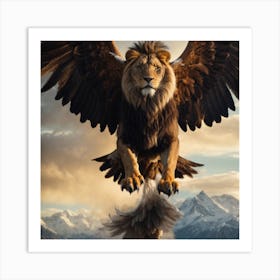 Lion In Flight Art Print