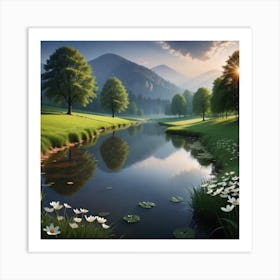 Sunrise In The Mountains 6 Art Print