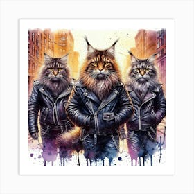Maine Coon Gang Brothers Art Print