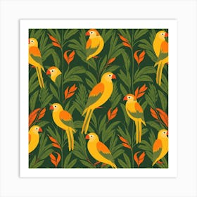 Yellow Parrots Art Print