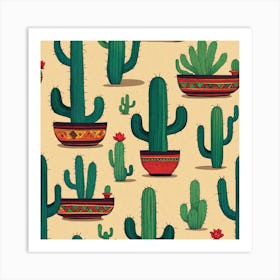 Mexican Cactus Pattern 4 Art Print