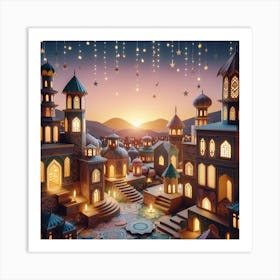 Islamic City At Night Art Print