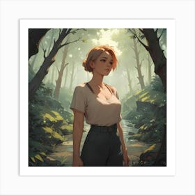 Girl In The Forest 1 Art Print