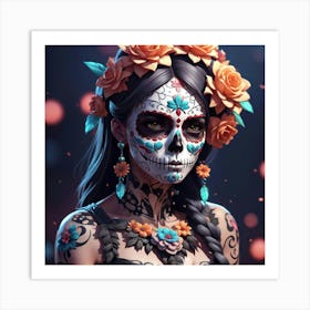 Flower skull Art Print