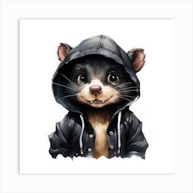 Watercolour Cartoon Tasmanian Devil In A Hoodie 2 Art Print