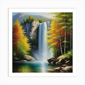 Waterfall In Autumn 22 Art Print