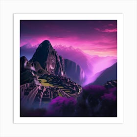 Purple Sky Over Machu Picchu Soothing Landscape Art Print