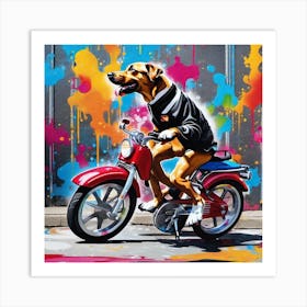 Dog On A Motorcycle 1 Art Print