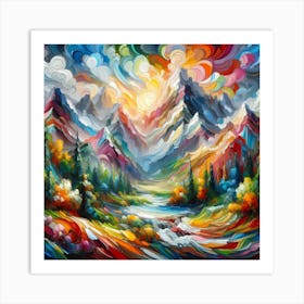 Mountain Landscape Painting Art Print