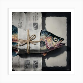 Fish Wrapped In Newspaper Art Print