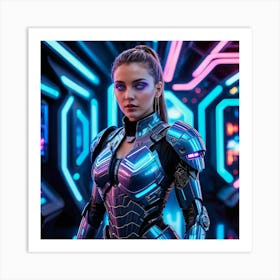 Futuristic Girl In Futuristic Suit 5 Art Print